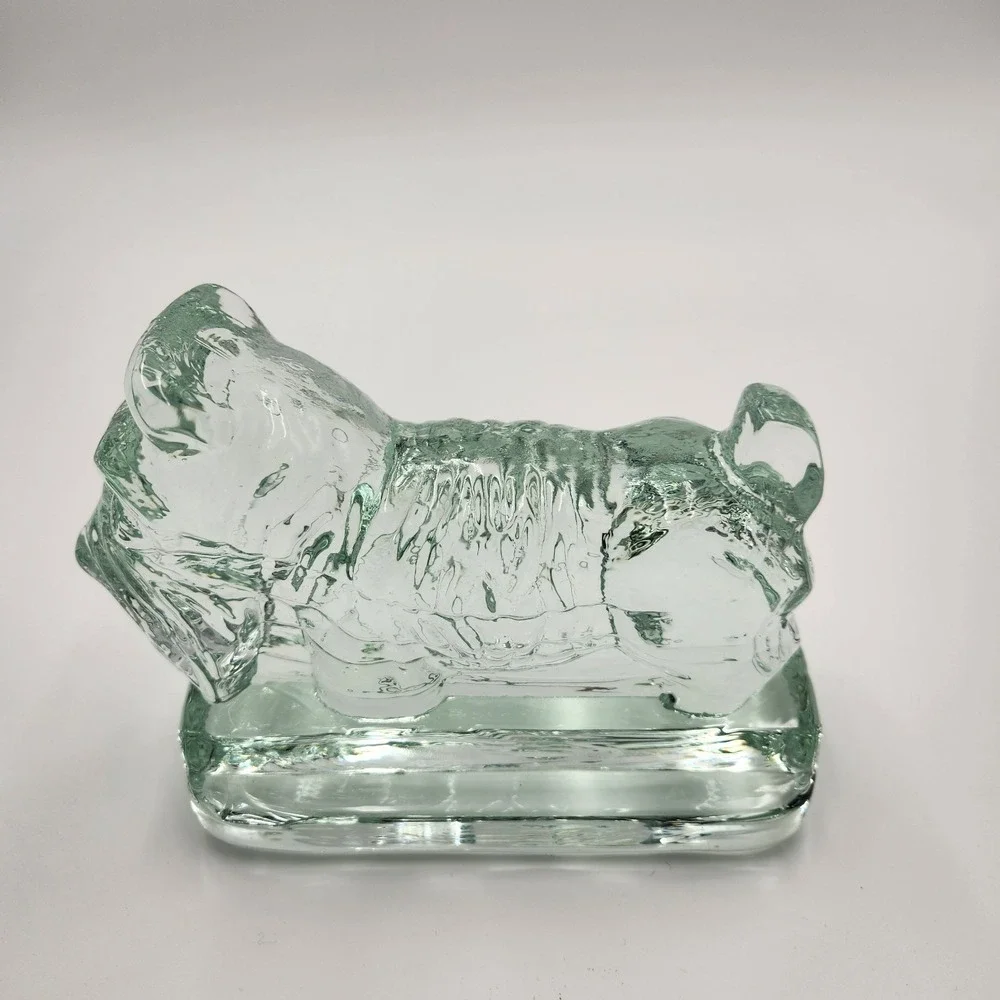 VTG Heisey Style Clear Glass Scottie Terrier Dog Paperweight Doorstop Bookend